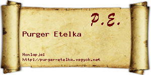 Purger Etelka névjegykártya